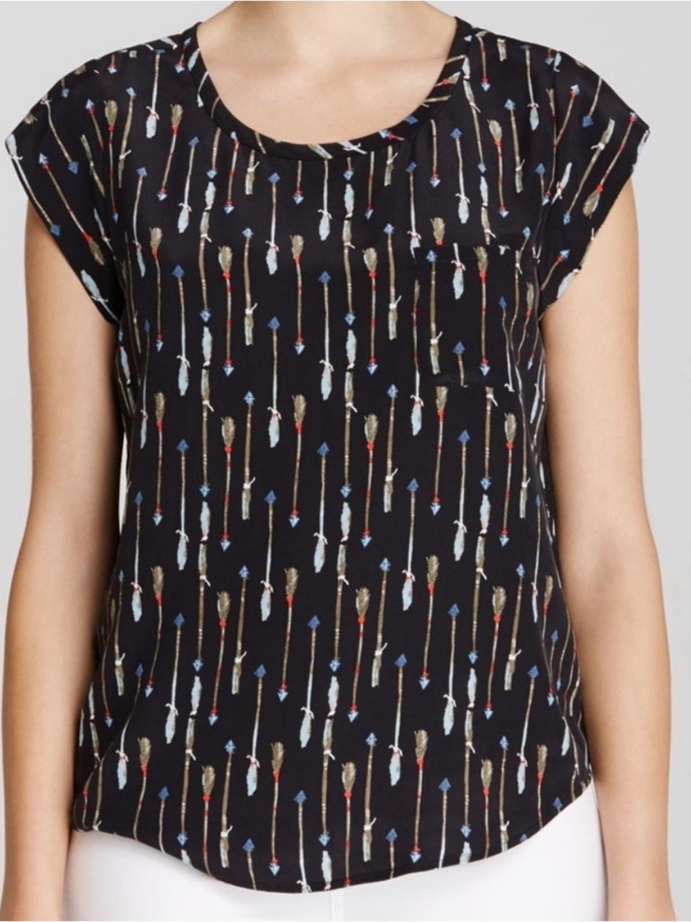 Joie Women's Black Rancher B Arrow Print Silk Top